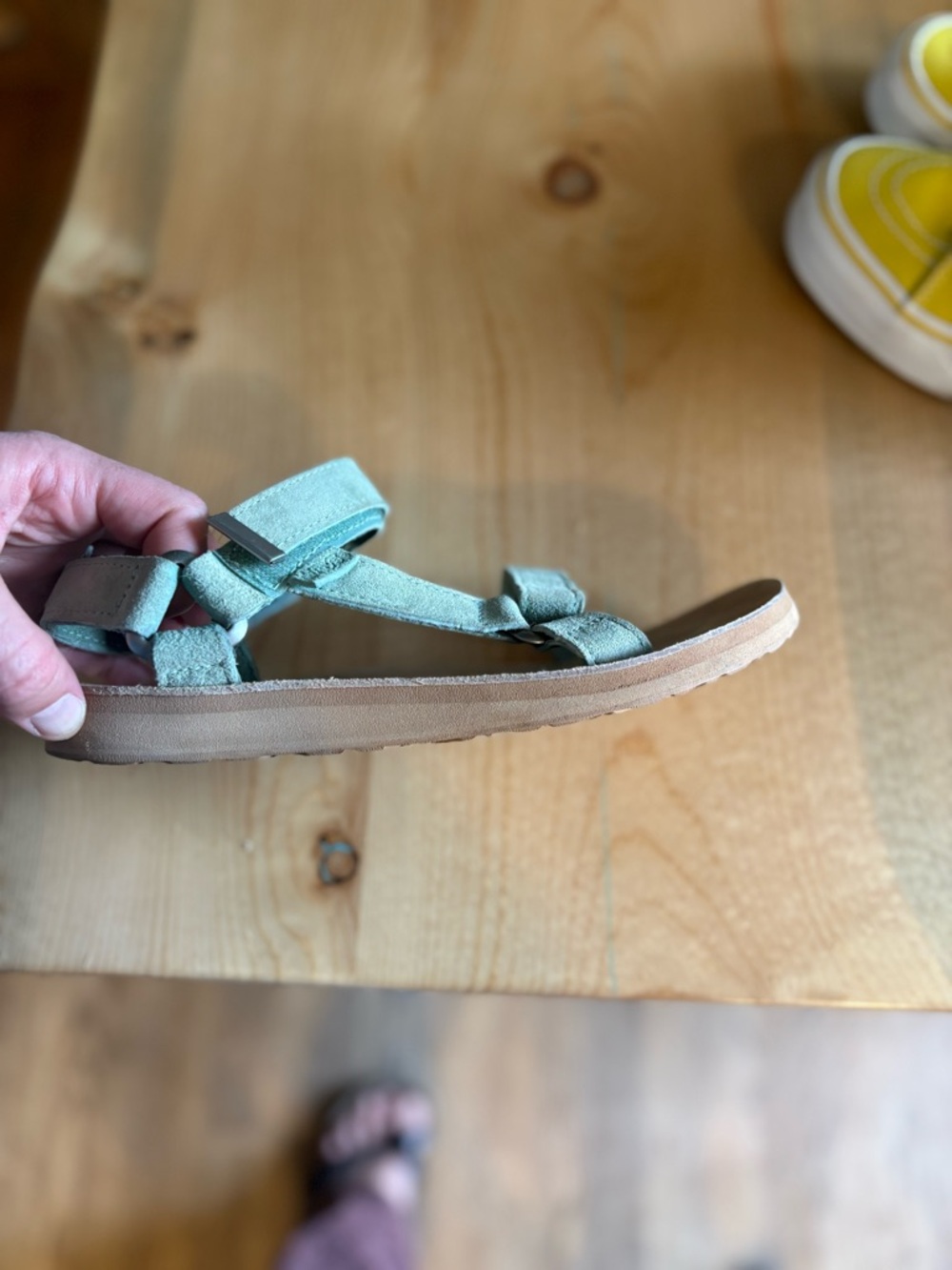 Classic teva mint green suede